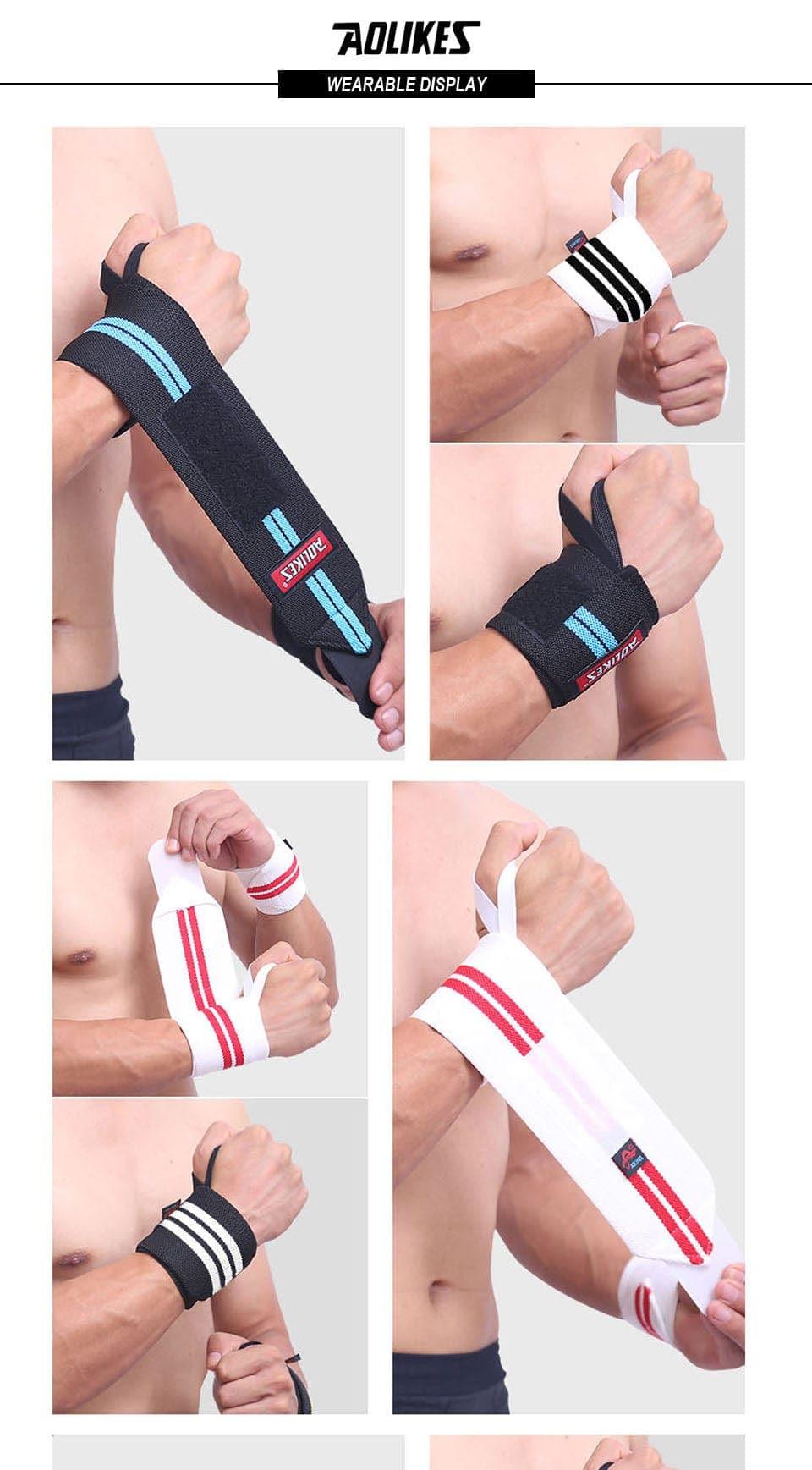1 Pair Wristband Wrist Support Weight Lifting Gym Training Wrist Support Brace Straps Wraps Crossfit Powerlifting - Ammpoure Wellbeing