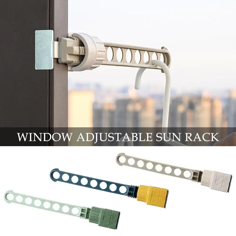 1pc Window Adjustable Sun Rack Clothes - hanger Creative Buckle Type Perforated Balcony Clothes Drying Tool Portable Clothes Rack - Ammpoure Wellbeing