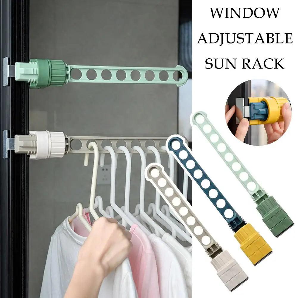 1pc Window Adjustable Sun Rack Clothes - hanger Creative Buckle Type Perforated Balcony Clothes Drying Tool Portable Clothes Rack - Ammpoure Wellbeing