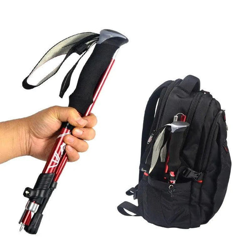 5 Section Outdoor Fold Trekking Pole Camping Portable Walking Hiking Stick For Nordic Elderly Telescopic Easy Put Into Bag 1 PCS - Ammpoure Wellbeing 🇬🇧