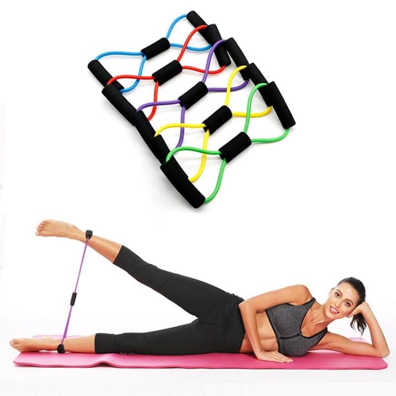 Fitness Rope Resistance Bands 8 Word Rubber Bands for Fitness Elastic Band Fitness Equipment Expander Workout Yoga Training - Ammpoure Wellbeing