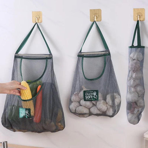 Kitchen Hanging Mesh Bag Large Capacity Home Fruit Vegetable Storage Net Bag For Ginger Garlic Potatoes Onion Mesh Bag - Ammpoure Wellbeing 🇬🇧