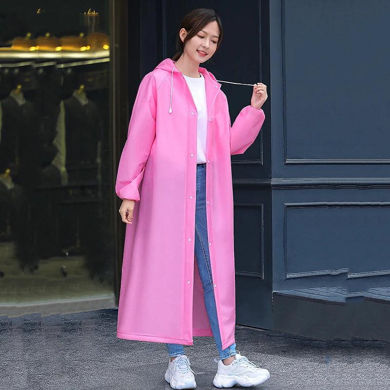 Long Raincoats EVA Impermeable Waterproof Rain Coat Men Women Travel Hooded Beam Port Rain Poncho For Fishing Camping - Ammpoure Wellbeing