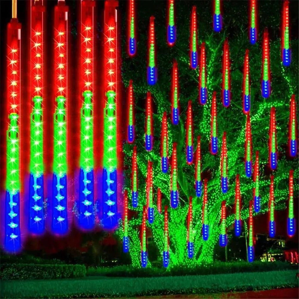 Navidad 2024 Christmas Tree Ornaments Decoration 30/50cm 8 Tubes Solar LED Meteor Shower Light String Lamp Fairy Garden Decor - Ammpoure Wellbeing