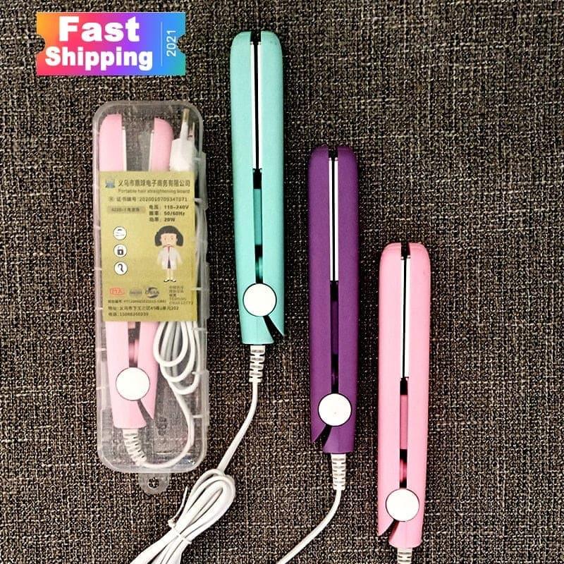 New Curling Iron Mini Hair Straightener Iron Ceramic Straightening Styling Tools Hair Curler Flat Iron Beard Straightener - Ammpoure Wellbeing