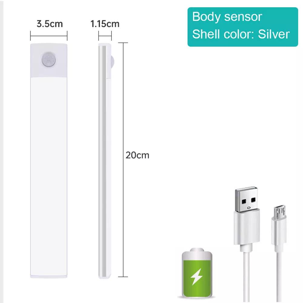 Night Light Motion Sensor Light Wireless USB Under Cabinet Light For Cabinet Bedroom Wardrobe Indoor Lighting 3color in One Lamp - Ammpoure Wellbeing
