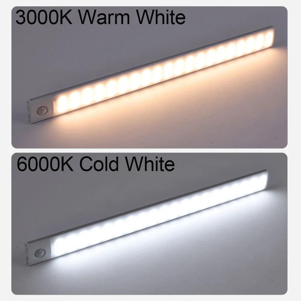 Night Light Motion Sensor Light Wireless USB Under Cabinet Light For Cabinet Bedroom Wardrobe Indoor Lighting 3color in One Lamp - Ammpoure Wellbeing