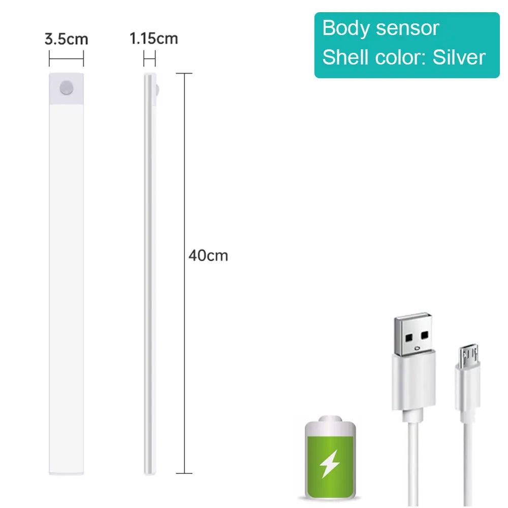 Night Light Motion Sensor Light Wireless USB Under Cabinet Light For Cabinet Bedroom Wardrobe Indoor Lighting 3color in One Lamp - Ammpoure Wellbeing