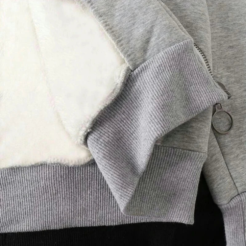 Ready Stock Women Coat Plush Jackets Solid Color Velvet Thick Warm Winter Hoodies Coat Zipper Sweatshirt Tops Winter Plus Size - Ammpoure Wellbeing