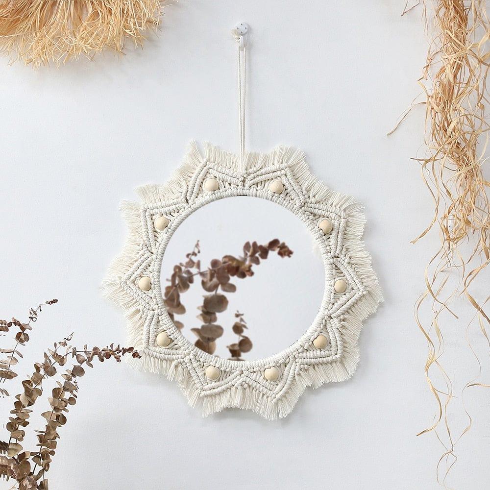 Round Mirror Decorative Mirrors Aesthetic Room Decor Hanging Wall Mirror for Bedroom Living Room House Decoration - Ammpoure Wellbeing