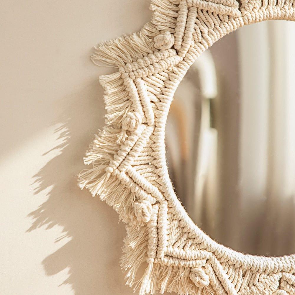 Round Mirror Decorative Mirrors Aesthetic Room Decor Hanging Wall Mirror for Bedroom Living Room House Decoration - Ammpoure Wellbeing