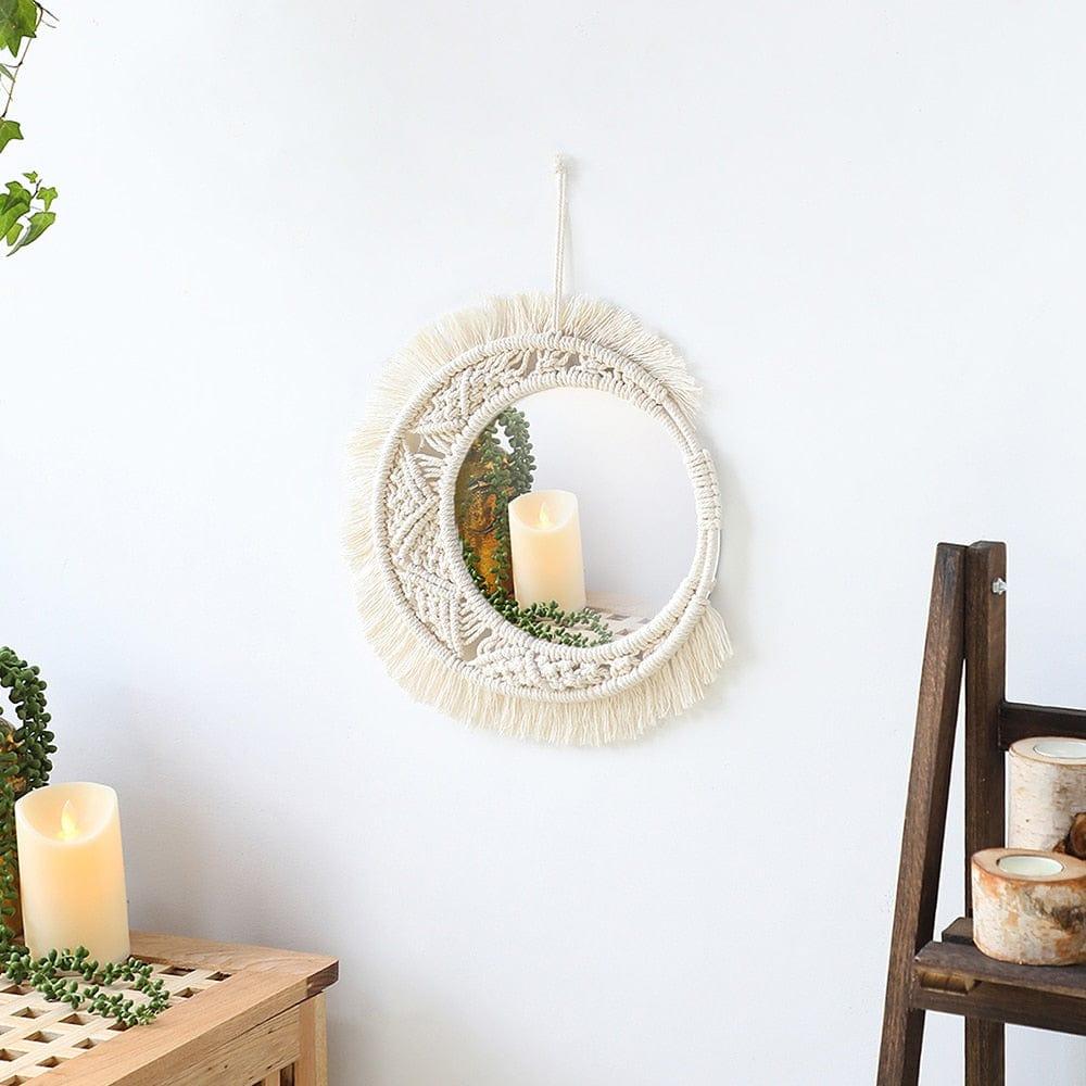 Round Mirror Decorative Mirrors Aesthetic Room Decor Hanging Wall Mirror for Bedroom Living Room House Decoration - Ammpoure Wellbeing