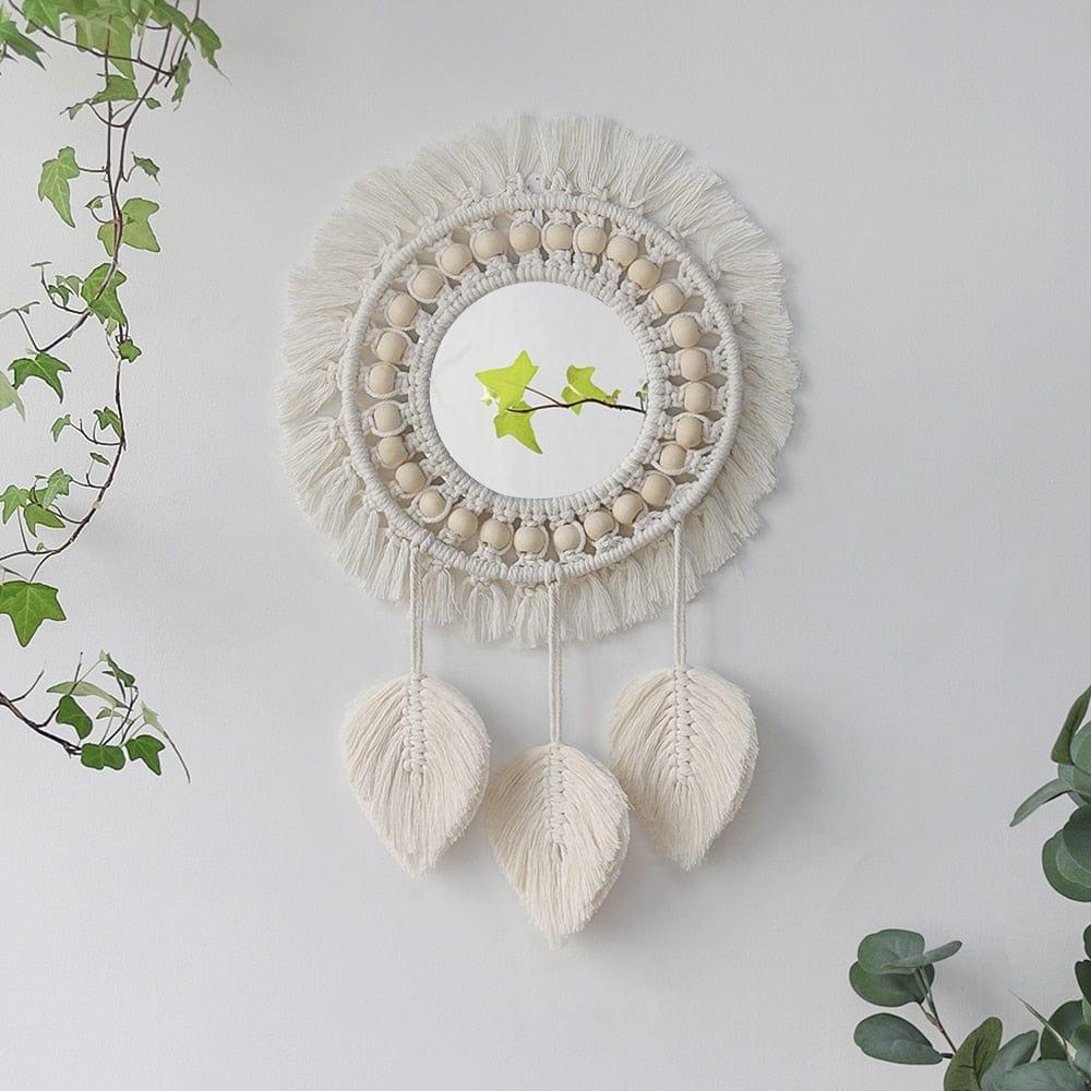 Round Mirror Decorative Mirrors Aesthetic Room Decor Hanging Wall Mirror for Bedroom Living Room House Decoration - Ammpoure Wellbeing