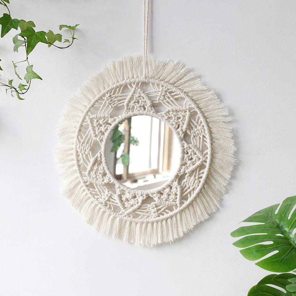 Round Mirror Decorative Mirrors Aesthetic Room Decor Hanging Wall Mirror for Bedroom Living Room House Decoration - Ammpoure Wellbeing