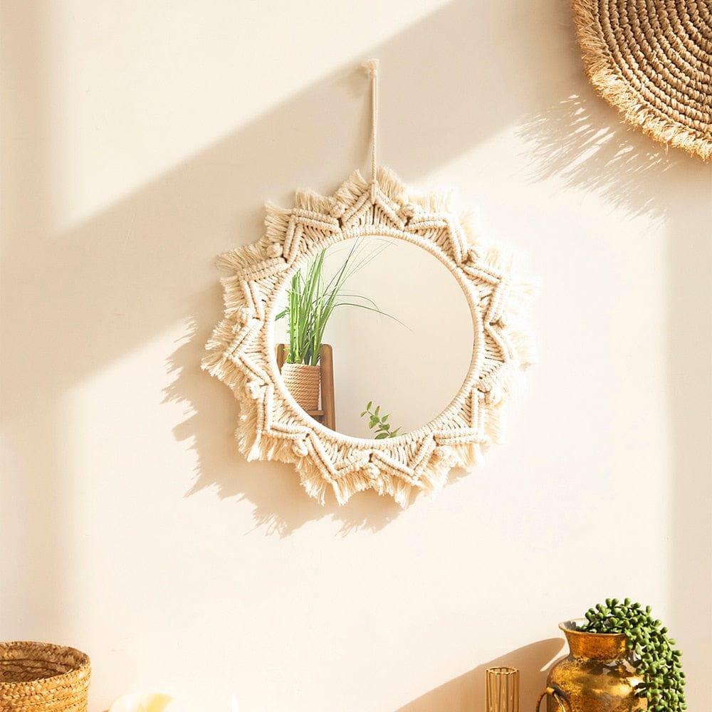 Round Mirror Decorative Mirrors Aesthetic Room Decor Hanging Wall Mirror for Bedroom Living Room House Decoration - Ammpoure Wellbeing