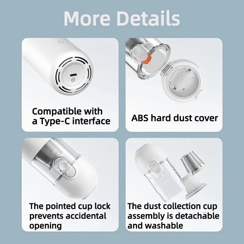 Xiaomi Mijia Portable Car Vacuum Cleaner Mini Handheld Wireless Cleaning Machine for Home Auto Supplies 13000Pa Cyclone Suction - Ammpoure Wellbeing